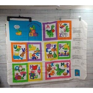 Dexter the Dinosaur Learning Letters ABC's Cotton Fabric Book Craft Panel